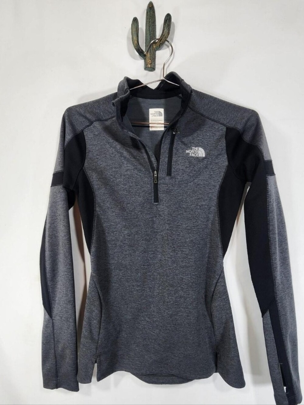 The North Face Womens XS FlashDry Half Zip Fleece Pullover Gray Black